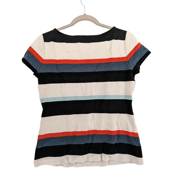 Ann Taylor Striped Blouse Medium Colorblock Crewneck Office Top Casual Colorful - Picture 2 of 8